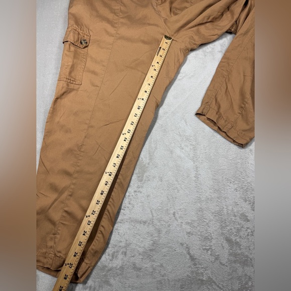 Torrid Relaxed Taper Studio Linen Blend High Rise Cargo Tobacco Brown Pants 16T - Picture 8 of 16